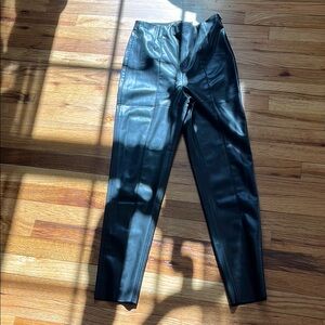 Women’s Faux High Waisted Black Leather Pants
